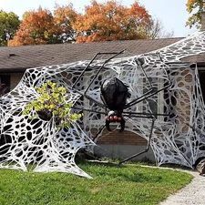 450 Sqft Spider Webs Halloween Decorations, Stretchy Beef Netting, Spook