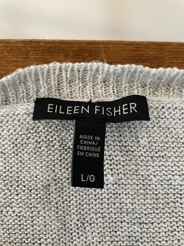 Eileen Fisher Organic Linen Cotton Slub Crew Neck Top Sweater Blue Pearl Gr. L - Bild 6 von 9