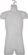 Clothing Display Torso Form Fits S - L Hanging Male Mannequin Frosted w Hook