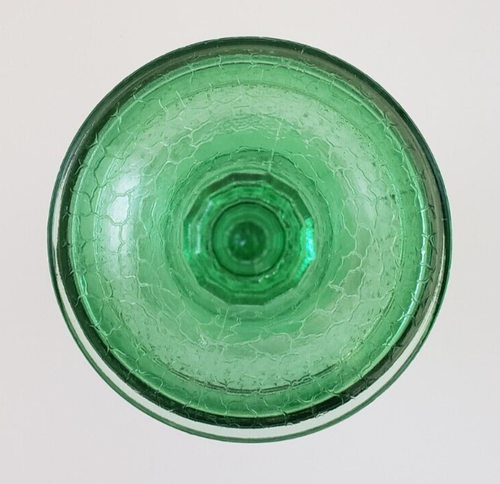 L.E. Smith Green Depression Glass Footed Candy Dish + Lid Molded Crackle Pattern - Picture 4 of 12