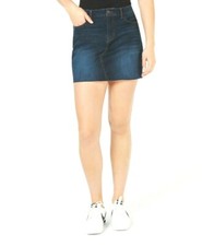 Vanilla Star Juniors' Dark Blue Ripped Raw Hem Denim Mini Skirt Size 13 39