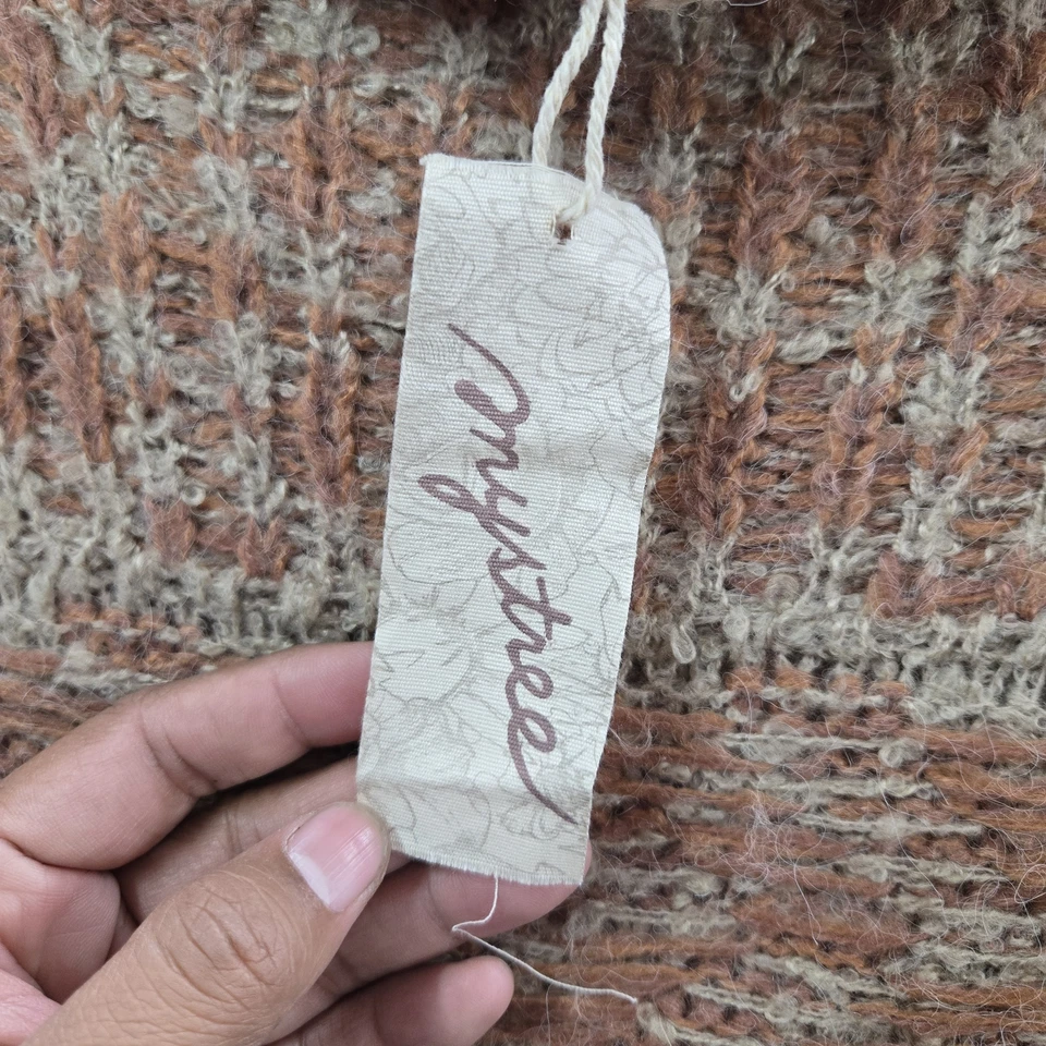 Suéter Mystree Mujer M/L Marrón Acrílico Nylon Lana Pullover Geométrico Nuevo con Etiquetas Foto 3 de 4