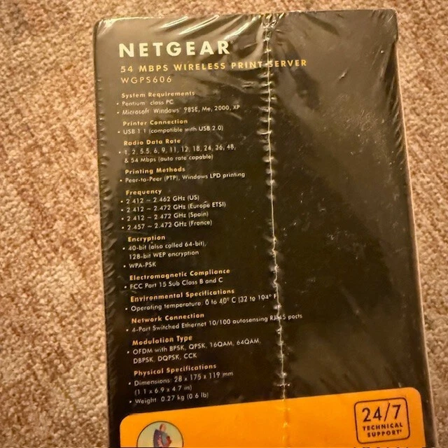 Netgear WGPS606 54 MBPS Wireless Print Server w/ 4 Port Switch SEALED - Image 2 of 2