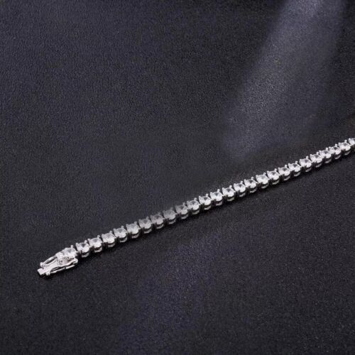 7 Zoll langes Moissanit Tennisarmband massiv 14K Weißgold 5 kt rund - Bild 2 von 8