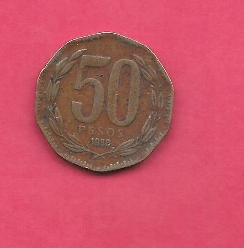 CHILE CHILEAN KM219.2 1988 VF-VERY FINE NICE OLD CIRCULATED 50 PESO COIN - 第 1/1 張圖片
