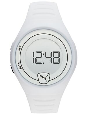 PUMA Uhr Herrenuhr Plastik Datum weiß P5027