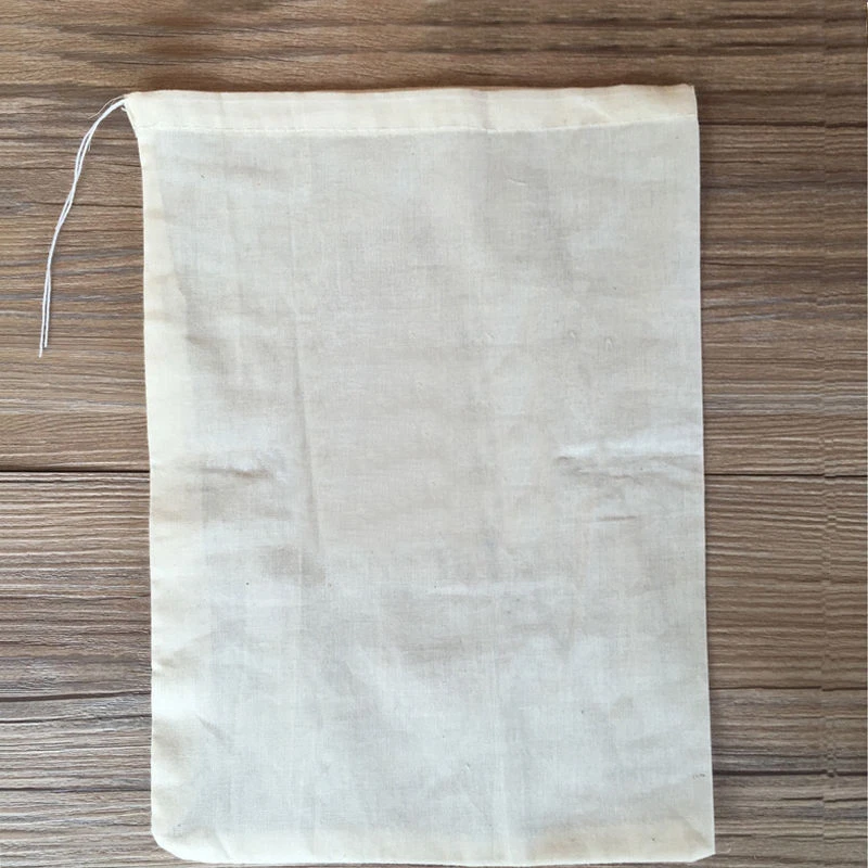 20 Pack LARGE 10x12 inch Natural Cotton Muslin Drawstring Reusable Bags - Image 2 of 4