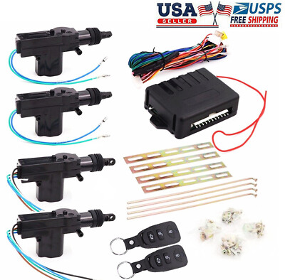 12V Universal Car Central Control Lock with 4 Door Lock Actuators Remote Keyless