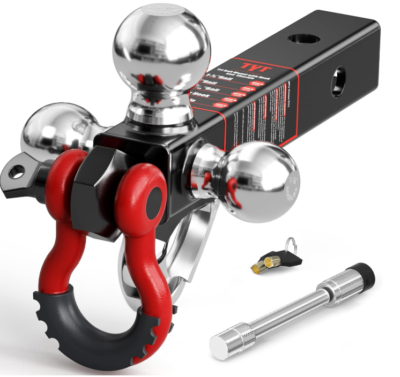 #ad Tri Ball Hitch Trailer Mount With Locks Tow Hook amp; Clevis Shackle Fits 2 Inch $65.99