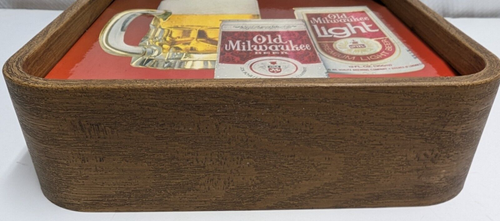 Vecchia insegna birra Milwaukee 1982 latta tazza vetro 11x11x3,5" - Foto 7 di 8