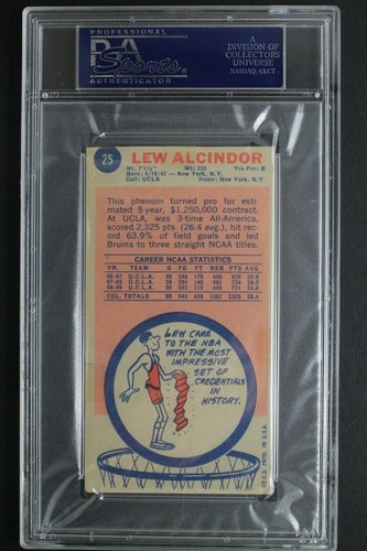 Kareem Abdul Jabbar HOF Autographed 1969 -70 Topps #25 Signed ROOKIE Card PSA - Picture 2 of 4