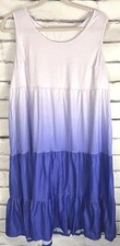 Women's Size M A Line Purple/White Ombre Tiered Sleeveless Boho Flowy Dress