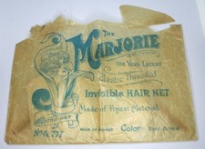 Vintage/Anitique 1920s/1930s THE MARJORIE Motor Net HAIRNET Glassine Package