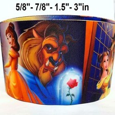 GROSGRAIN RIBBON 5/8" 7/8", 1.5 , 3" Beauty and The Beast B3 Printed US SELLER