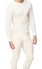Mens Thermal Underwear Set Top/Bottom MEDIUM Waffle Long Johns WHITE Place Stree