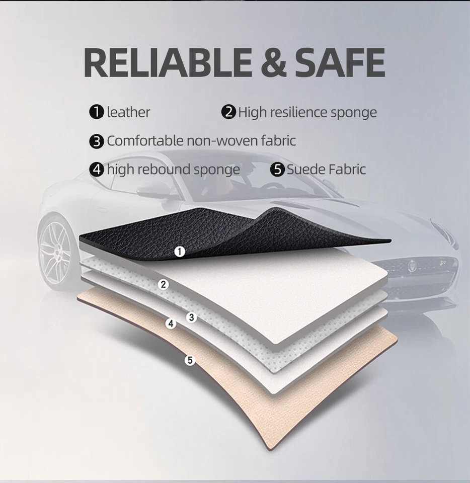 PU Leather Seat Covers Full Set Front Rear Cushion Accessorie For MG ZA ZS ZT ZR - image 3 of 4