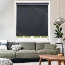 Corded 100% Blackout Custom CUT Waterproof Fabric Window Blinds Roller Shades