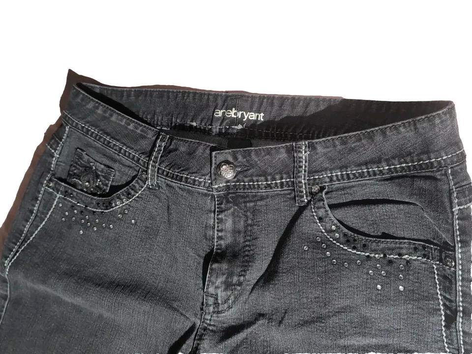 Jeans Vintage Lane Bryant Sexy Negro Bolsillo Joyas Bling S16 Y2K Excelente Estado. Foto 4 de 4