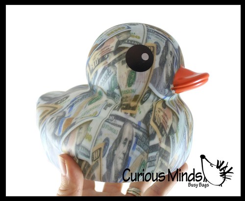 1 Jumbo Money Cash Pattern Rubber Duck - Rubber Duckies - Cute Novelty Prize Re