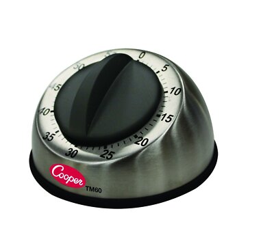 Cooper-Atkins TM60-0-8 Stainless Steel Long Ring 60 Minute Mechanical Timer 0 to