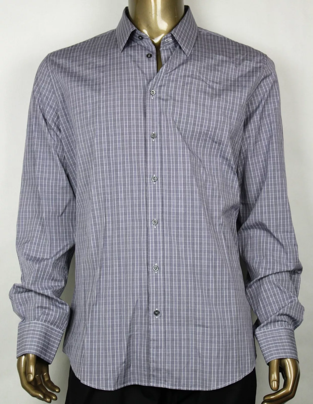 Chemise manchette standard classique homme bleu/gris/blanc plaid 43/17 353360 4240