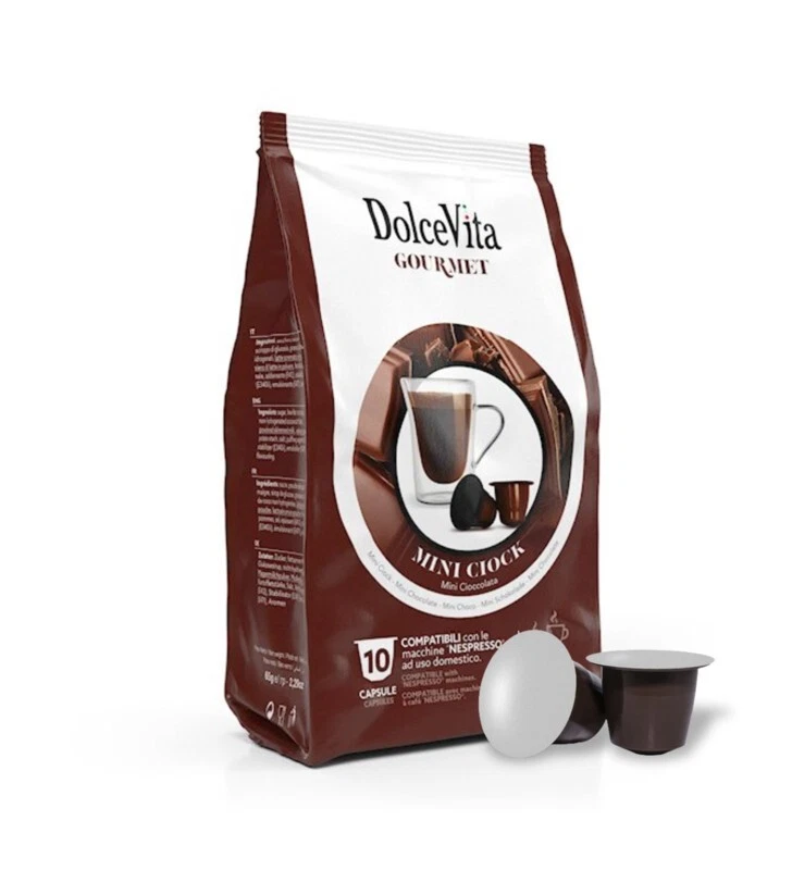 100 Capsule MINICIOCK Cioccolato NESPRESSO° Marchio Dolce Vita
