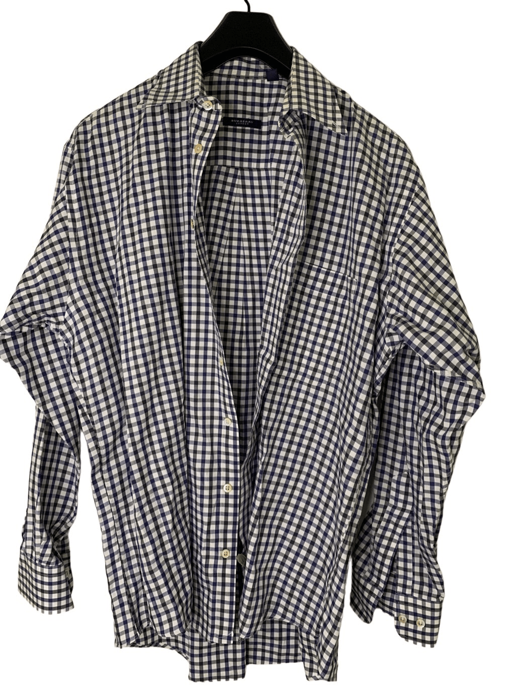 Burberry button down shirt gingham white blue men's size medium-image
