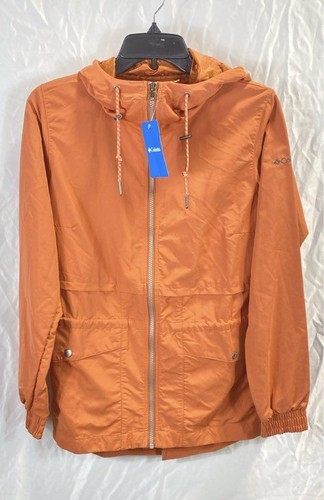 NWT Columbia Womens Rust Long Sleeve Hooded Full-Zip Rain Coat Jacket Size XS