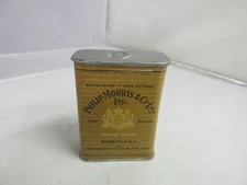 VINTAGE ADVERTISING EMPTY PHILIP MORRIS CIGARETTE POCKET TOBACCO TIN  767-