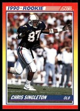 1990 SCORE NFL FOOTBALL ROOKIE Card #290 -- CHRIS SINGLETON, Arizona Wildcats ?. rookie card picture