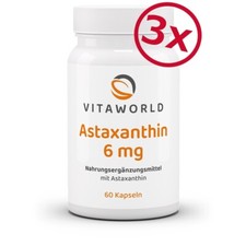 3 Pack Astaxanthin 6mg 3 x 60 Caps Made in Germany Antioxidant Vegan