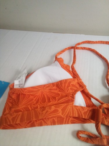 Cupshe Bikini Top Women XL Padded Cups Textured Scallop Trim Orange - Picture 10 of 13