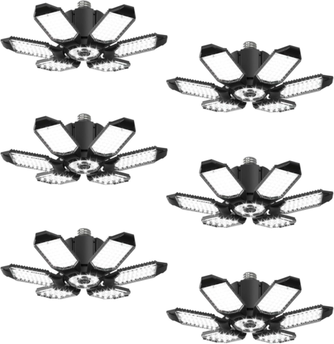 Adiding LED Garage Ceiling Light - 6 Pack Adjustable 60000lm 6 6 Pack, Black