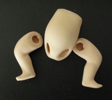 Vintage Set of Porcelain Girl Doll Legs and Body 2" Tall
