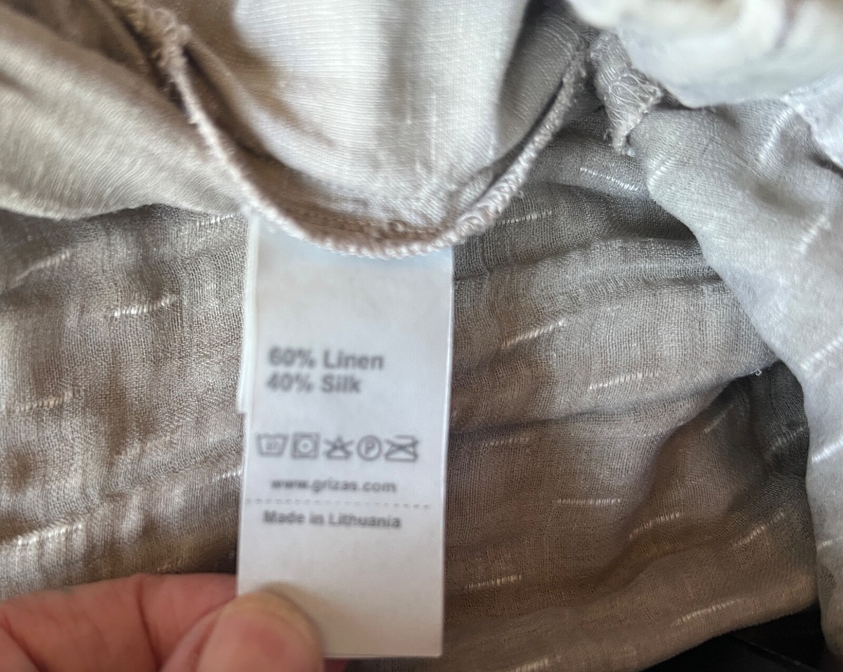 ✩BNWT! *GRIZAS* Neutral Crinkle Linen Silk Elastic Waist Pocket