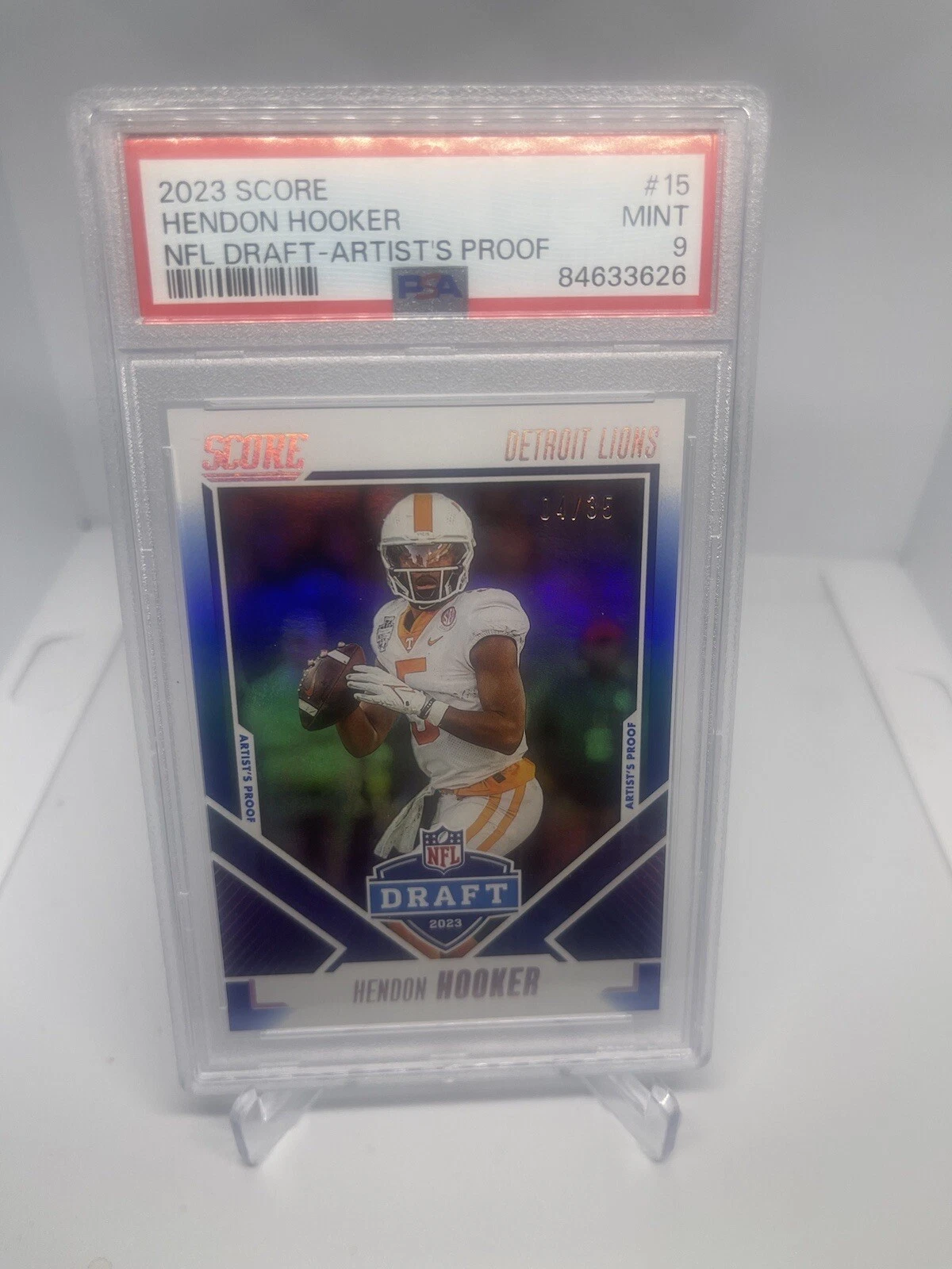 Hendon Hooker Panini Score NFL Draft #15 Artists Proof