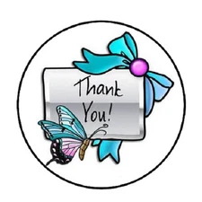 48 Thank You Butterfly !!!  ENVELOPE SEALS LABELS STICKERS 1.2" ROUND