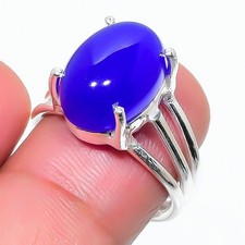 Blue Onyx Gemstone Handmade 925 Sterling Silver Jewelry All Size Ring For Gift
