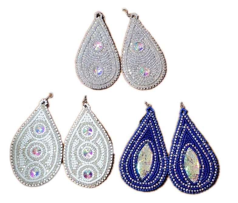 Native American Style Beaded Dangle Earrings 3 Pa… - image 1