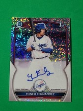 2023 Bowman Chrome Yeiner Fernandez Speckle Auto /299 #CPAYF Los Angeles Dodgers