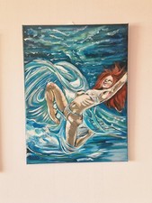 "Sea Swimming" Oil Painting On Canvas