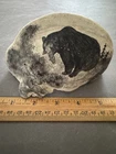 HAND PAINTED BLACK BEAR WITH FISH ON BRACKET TREE FUNGUS VINTAGE INUIT ART