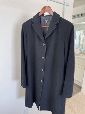 F.A.G.E Black Collared Button Overcoat Long Sleeve Solid Women Size 8