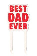 Best Dad Ever Cake Topper 4.1" Father  s Day Party Cake Decoration Red White