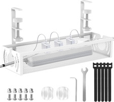 Cable Management, 15'' under Desk Cable Management Tray No Drill, Metal Cable Or