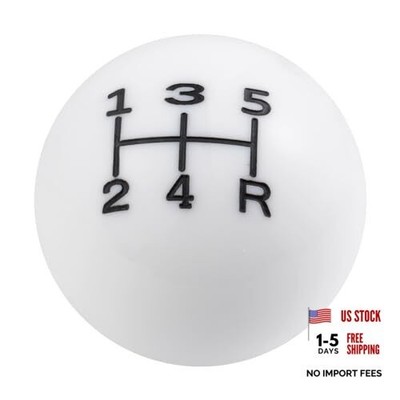  5 Speed Shift Knob, Round Ball Gear Strick Knob White and Black Lower Right R