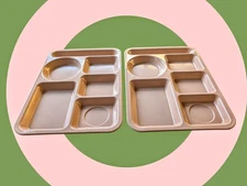 Vtg TEXAS WARE 2 Plastic MELAMINE Divided Cafeteria Serving Trays 146 Mauve Pink