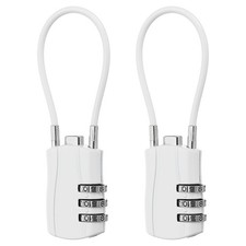 2 Pcs 3 Digit Luggage Cable Combination Lock with 5" Long Cable, White