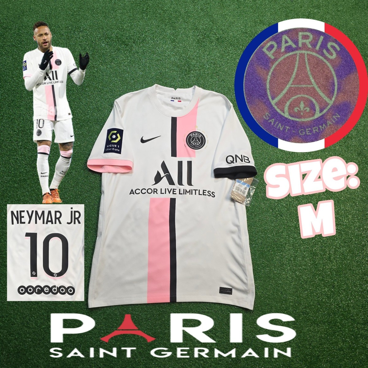 Jordan X PSG Neymar Jr #10 2021/2022 Away Jersey Ligue 1 Patch New