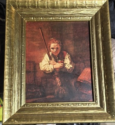 REPRODUCTION OF REMBRANDT'S ''A GIRL WITH A BROOM'' Authentic Framed Windsor ART 